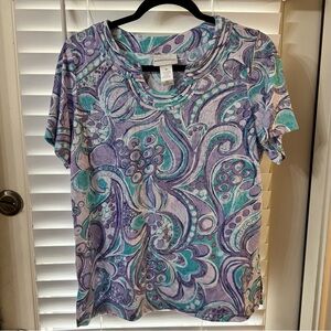 Alfred Dunner Purple & Teal Paisley Short-Sleeve Tee